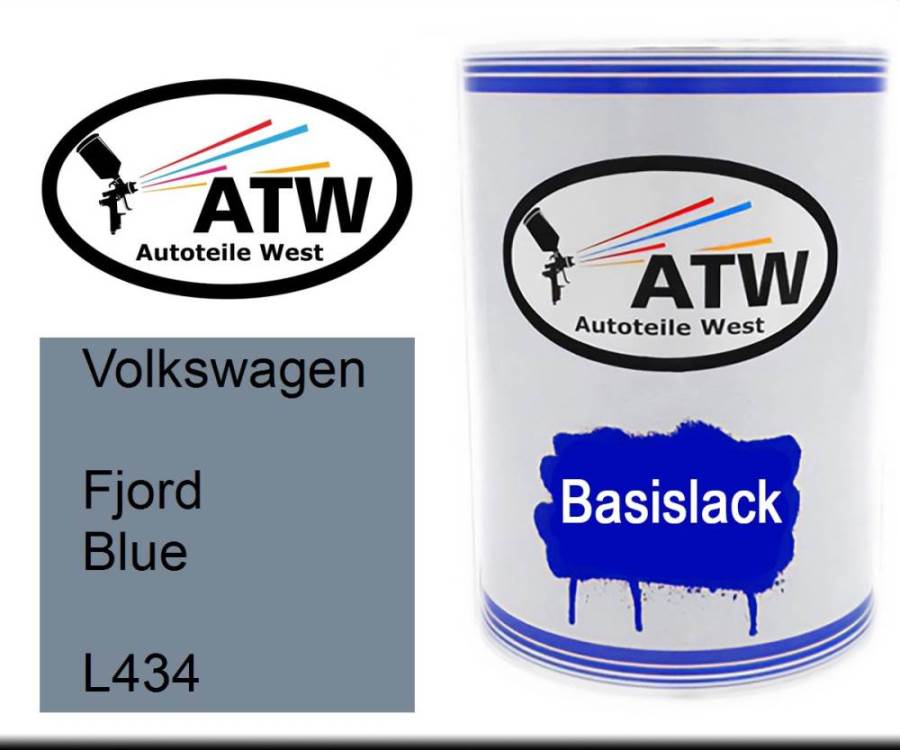 Volkswagen, Fjord Blue, L434: 500ml Lackdose, von ATW Autoteile West.